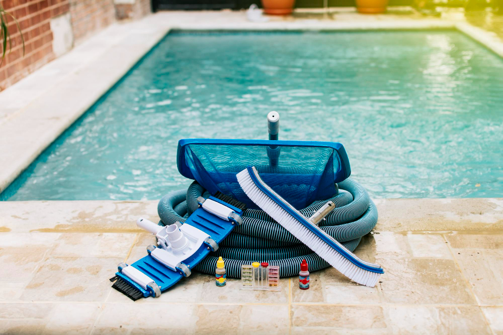 Imagem do kit de limpeza e manutenção de piscinas aspirador de pó teste de ph colhedor de folhas e varredor de piscinas ferramentas de limpeza e manutenção de piscinas